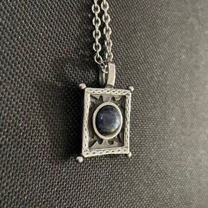 Vintage Artisan Stone Pendant Boho Necklace